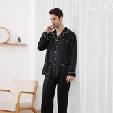 Long Sleeves Classic Silk Pyjamas Set For Men 100% Mulberry Silk Nightwear Sleepwear - avasilk