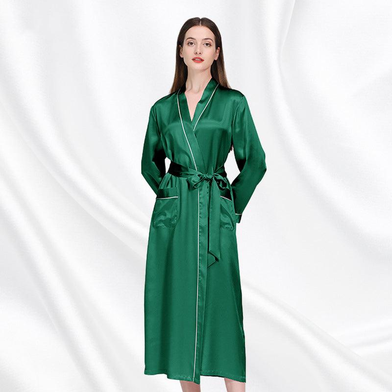 Luxury Classic Womens Silk Robe Full Longth Silk Sleepwear Bathrobe Wi avasilk