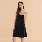 Classic Silk Nightgown For Women 22 Momme Silk Elegant Round Neck Sleep Dress Silk Slips Sleepwear - avasilk