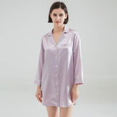Luxury Classic Silk Sleep Shirt For Ladies 100% Silk Silk Nightshirt Long sleeves Sleepwear - avasilk