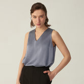 Womens Basic Silk Cami Top 22 Momme Silk Tank Top Sleeveless V Neck Silk Top Blouse - avasilk