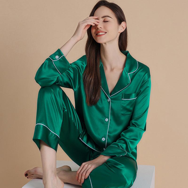 Classic Silk Pajamas Set Long Sleeves 100% Silk Sleepwear For Women –  avasilk