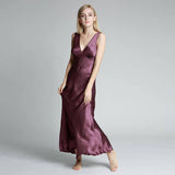 Womens Full Length Silk Nightgown 22MM Pure Sleeveless Silk NightDress Sleepwear - avasilk