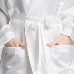 Classic Womens Full Length Silk Robe 22 Momme Silk Bathrobe Silk Nightwear - avasilk