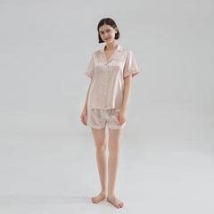 Best 100% Pure Silk Shorts Pajamas Set 22 Momme Summer Silk Sleepwear - avasilk
