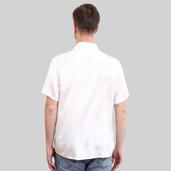 22MM Luxury Short-Sleeves Silk Shirts For Men Pure Color Silk Top - avasilk